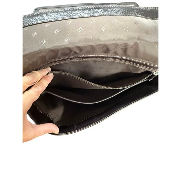 "KENNETH COLE NEW YORK" VTG Leather Briefcase Dk. Brown/Black Messenger Bag - Picture 13 of 16